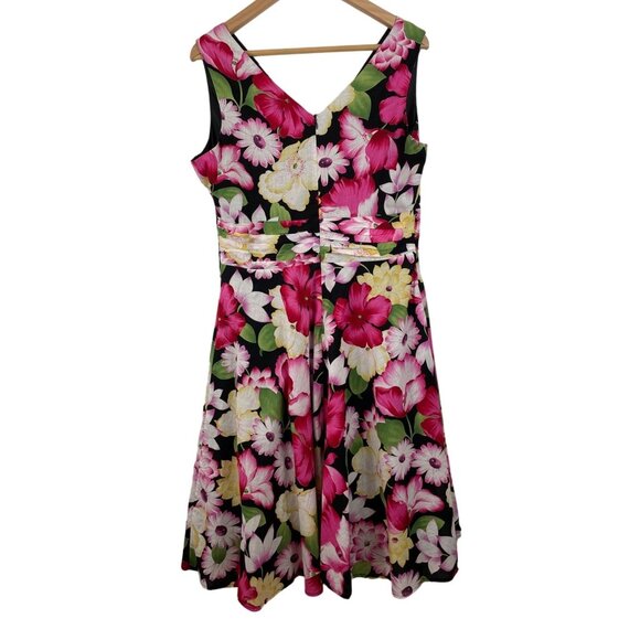 Signature by Robbie Bee Womens Size 12 Colorful Floral Sleeveless Lined Dress - Picture 2 of 10